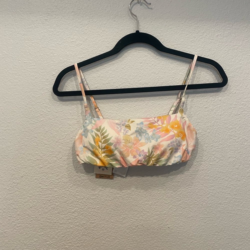 🆕 NWT billabong white green pink and orange floral print bikini